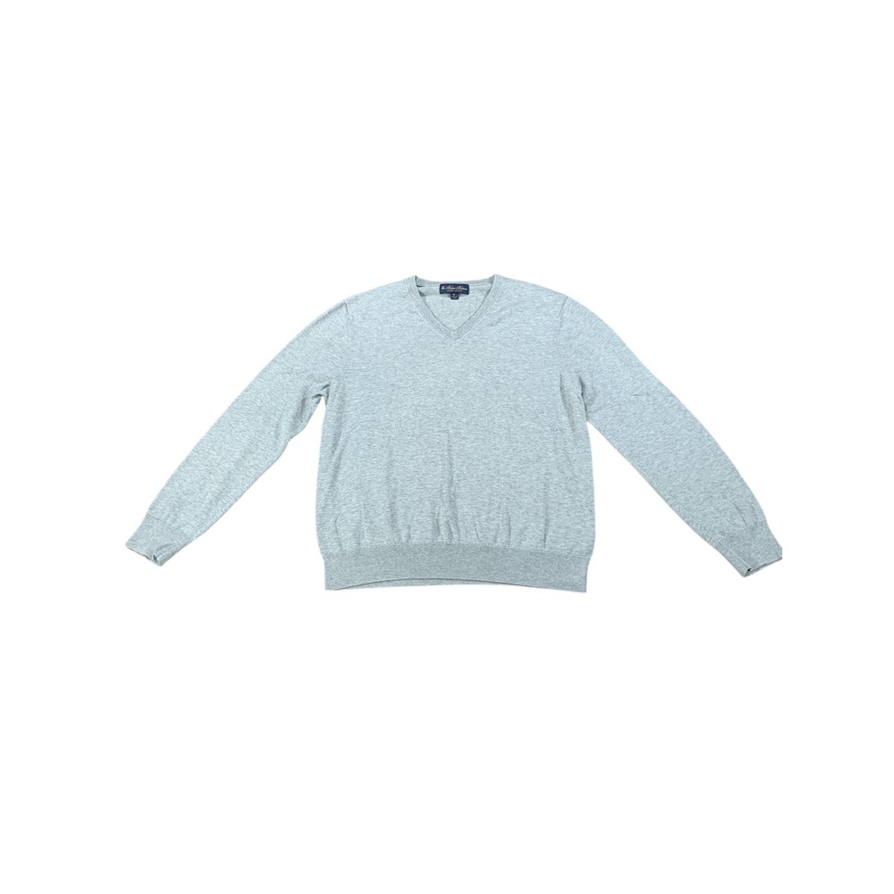 Brooks Brothers Supima Cotton V Neck Sweater Men's Medium Gray Long Sleeve